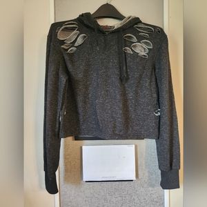 🤑2/$10 EUC Roma Concept Cropped Hoodie Sweatshirt Juniors M
